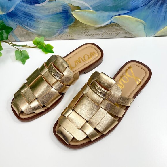 Sam Edelman Dina Fisherman Mule in Gold Quartz Leather size 6 - Picture 8 of 11